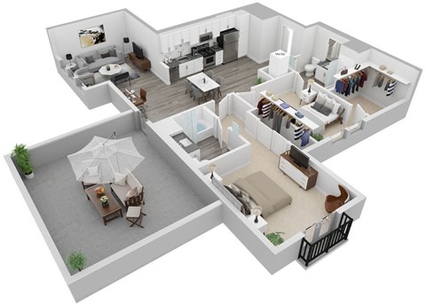 Floor plan for 2 beds, 2 baths, 1252 sqft